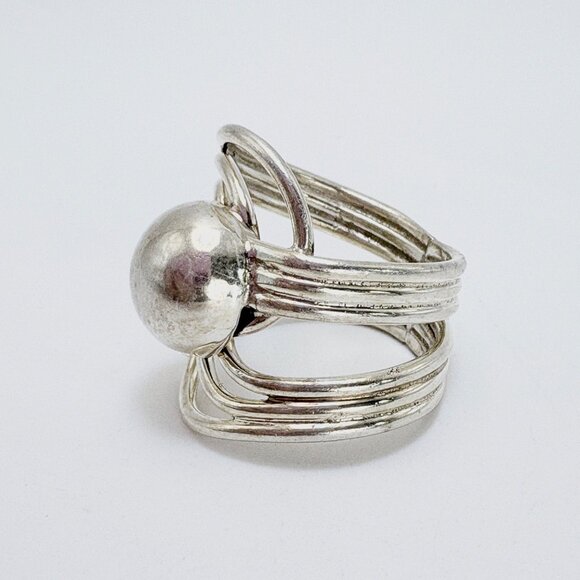 VTG Solid Sterling Silver 925 Interlocking Wrap Design Band Ring Size 7.75 - Picture 2 of 10